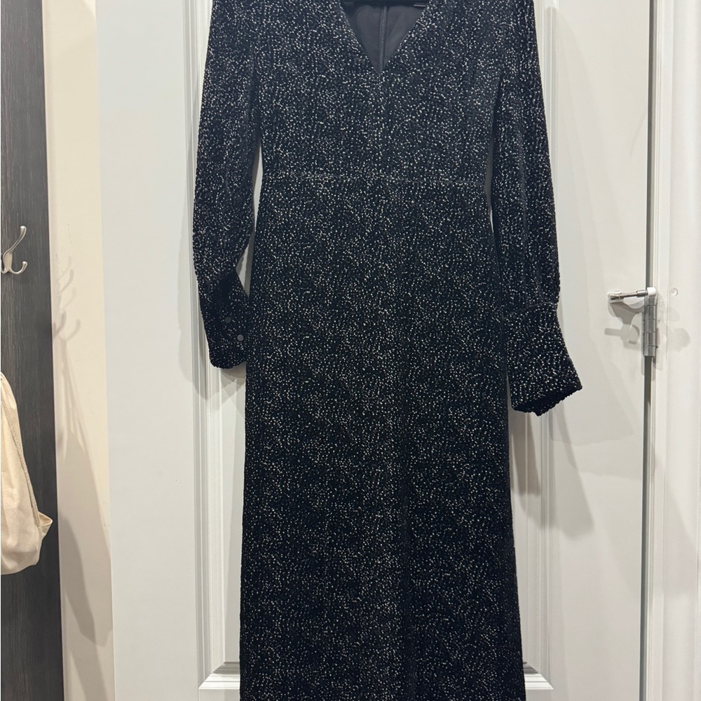 Club Monaco Velvet / Silk Midi Dress Size 0 - Picture 5 of 6